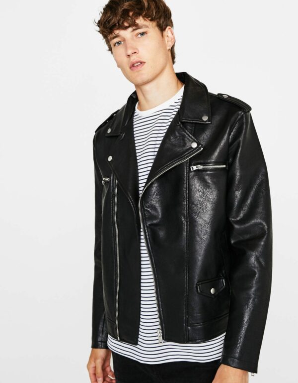 Faux Leather Biker Jacket – Image 3