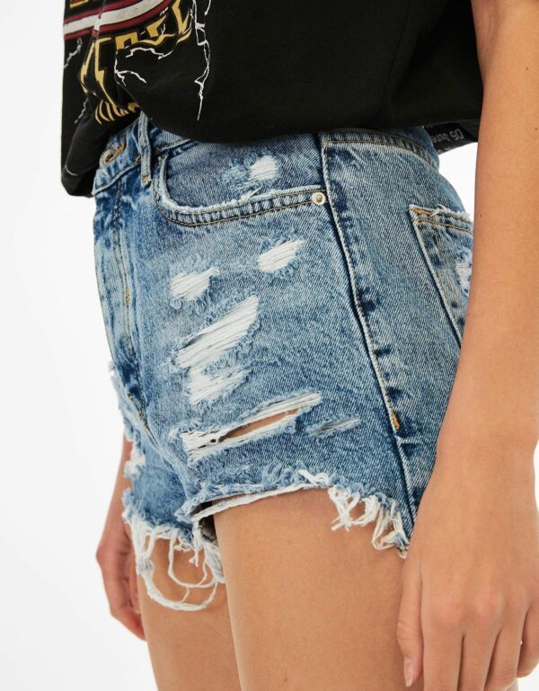 High Waist Denim Shorts – Image 4