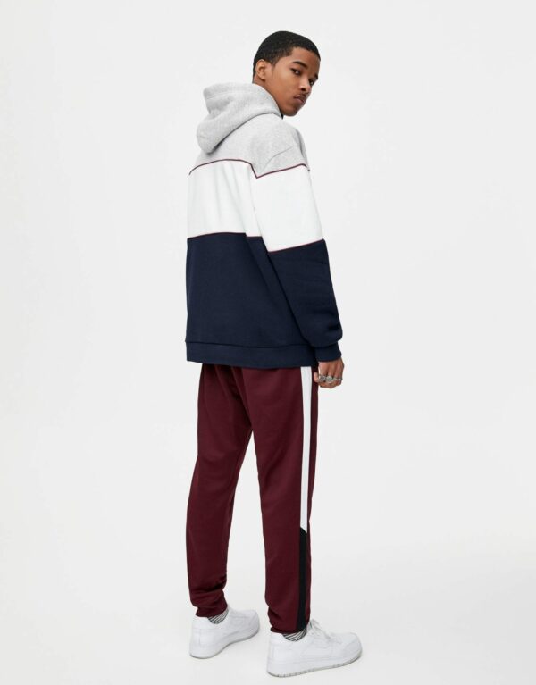 Colour Block Hoodie With Front Print – Image 3