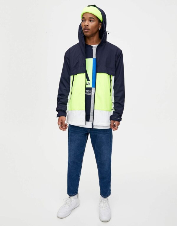 Colour Block Raincoat with Hood – Image 3