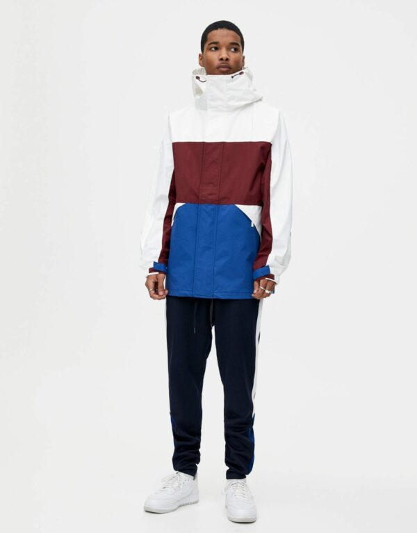 White Hooded Jacket With Colour Blocking – Image 3